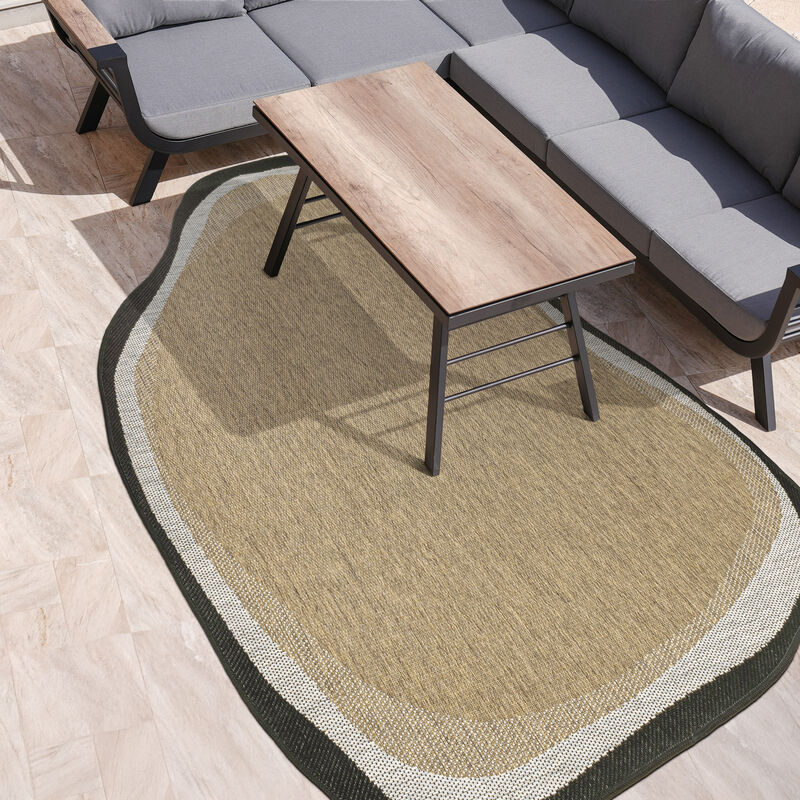 Wyatt Modern Rustic Abstract Indoor/Outdoor Shaped Area Rug