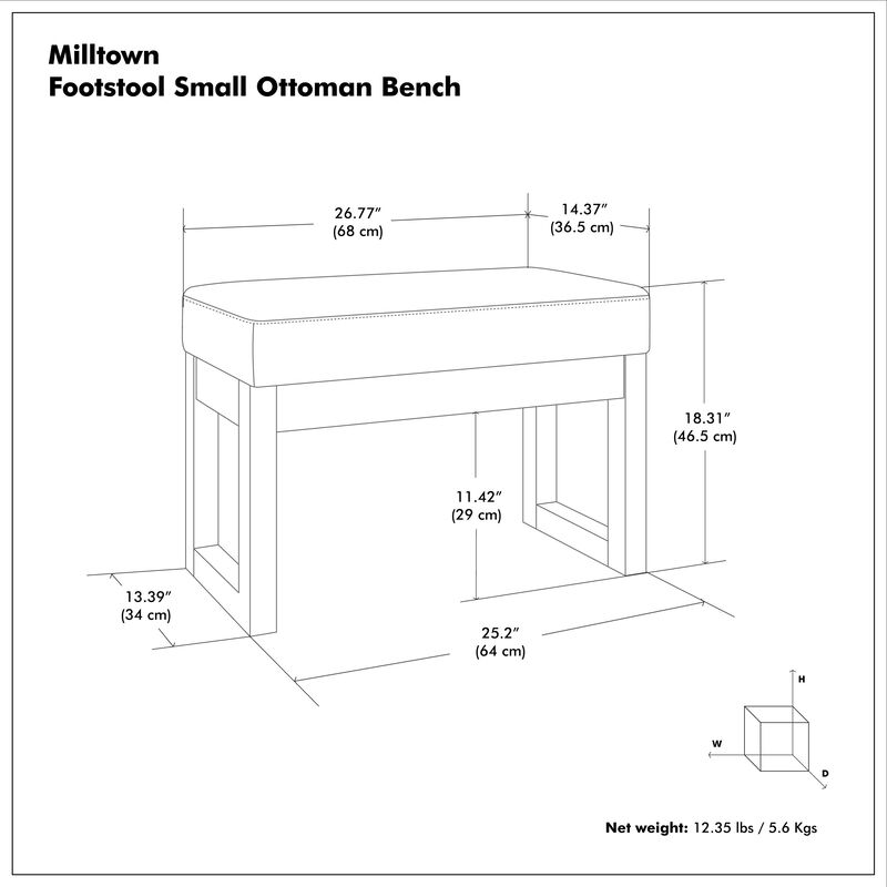 Simpli Home Milltown Footstool Small Ottoman Bench image number 9