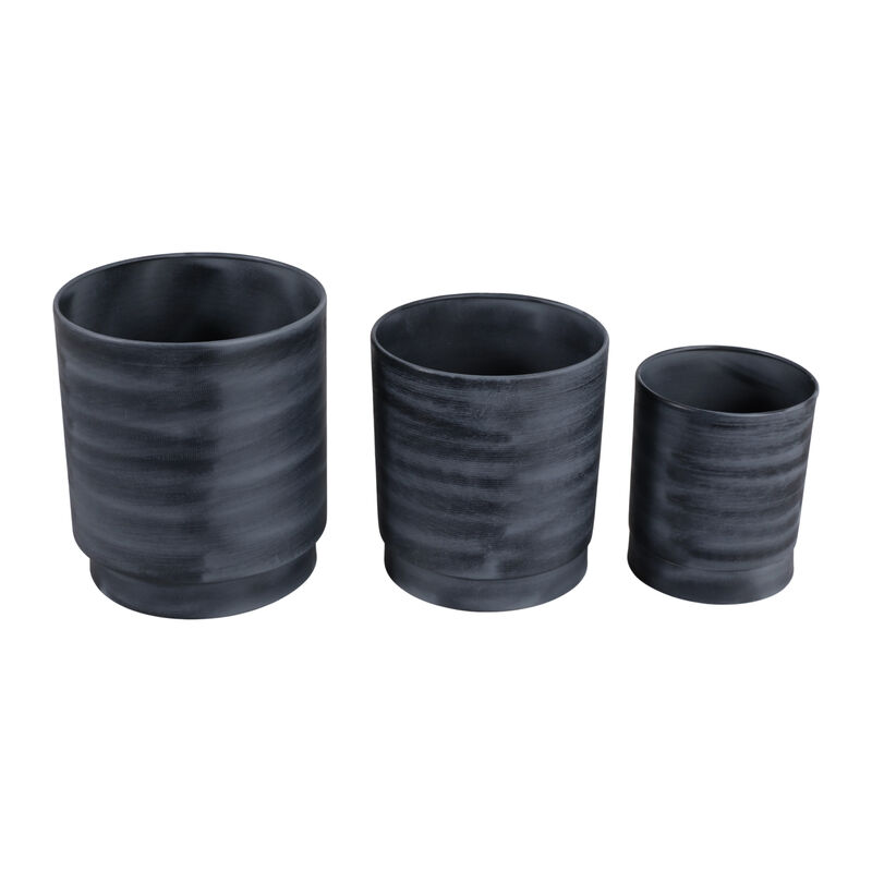 S/3 9/11/13" Tall Metal Pedestal Planters, Gray image number 4