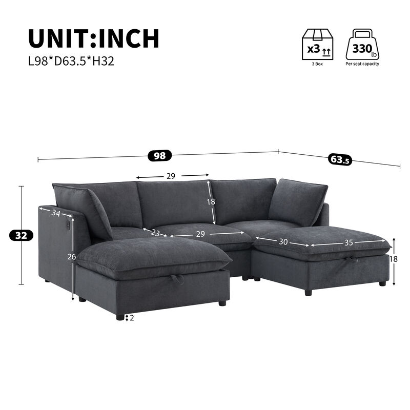 98" Modular Sectional Sofa image number 9