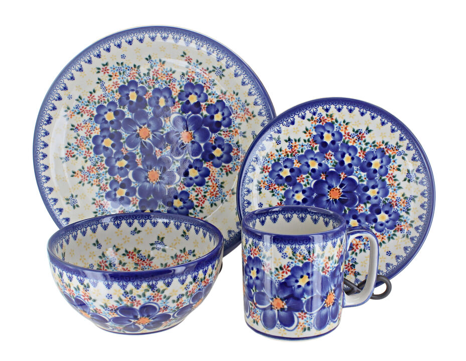 Blue Rose Polish Pottery Scarlett 4 Piece Place Setting - Service for 1