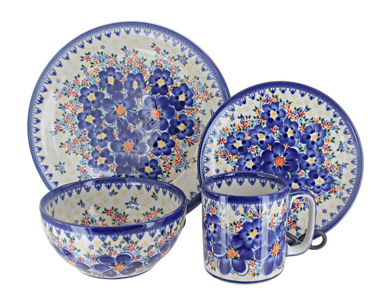 Blue Rose Polish Pottery Scarlett 4 Piece Place Setting - Service for 1