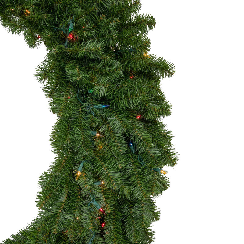 Pre-Lit Canadian Pine Artificial Christmas Wreath  48-Inch  Multicolor Lights