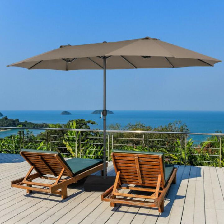 Double-Sided Patio Umbrella with 12-Rib Structure for Extra Stability
