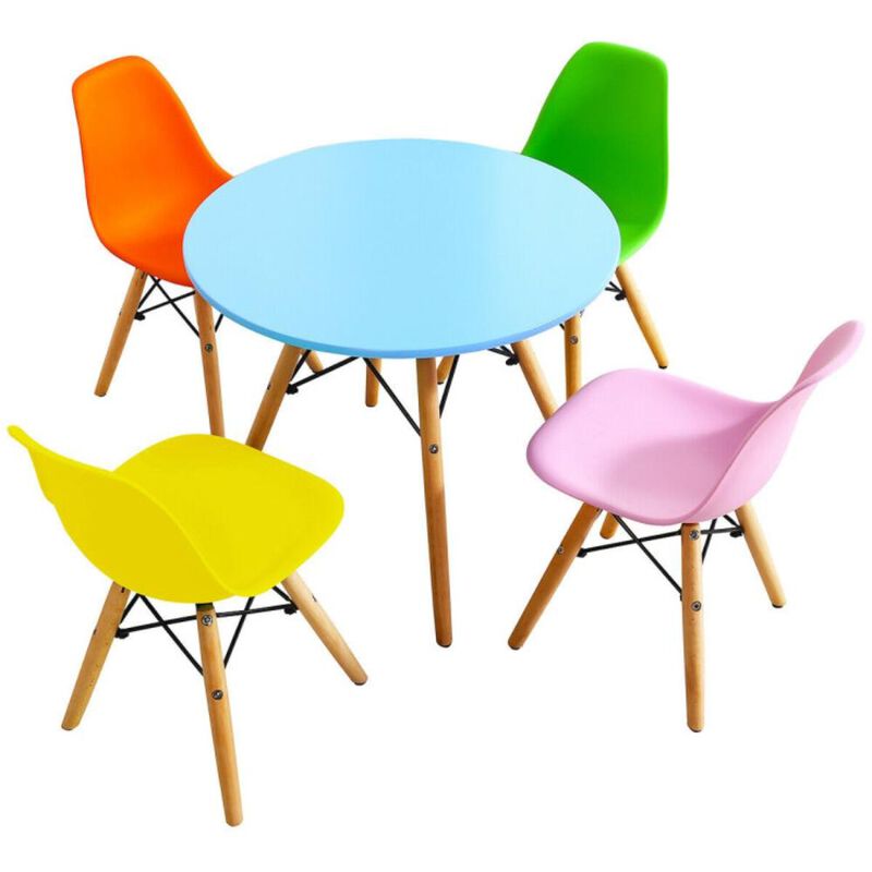 Hivvago 5 Pieces Kid's Colorful Set with 4 Armless Chairs