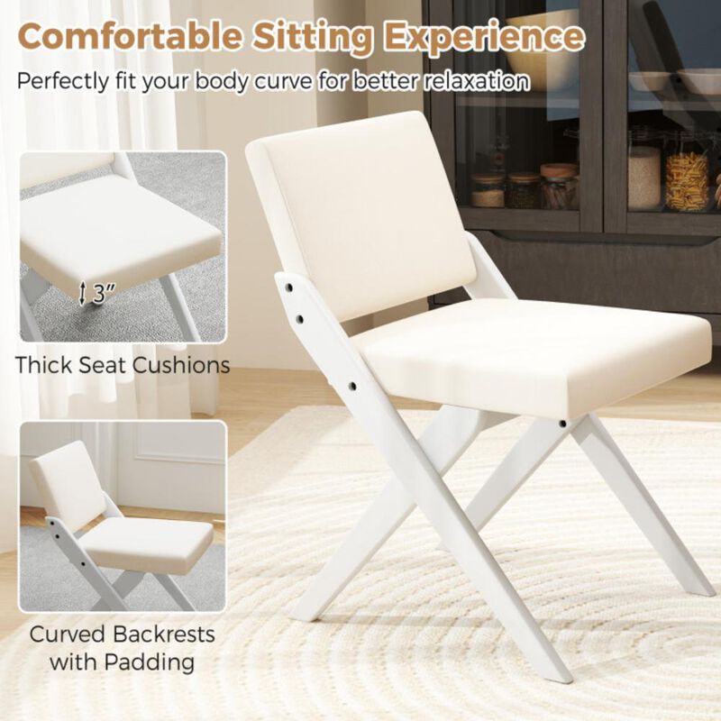 Hivvago Wooden Dining Chairs of 2 with Rubber Wood Frame and Padded Cushions