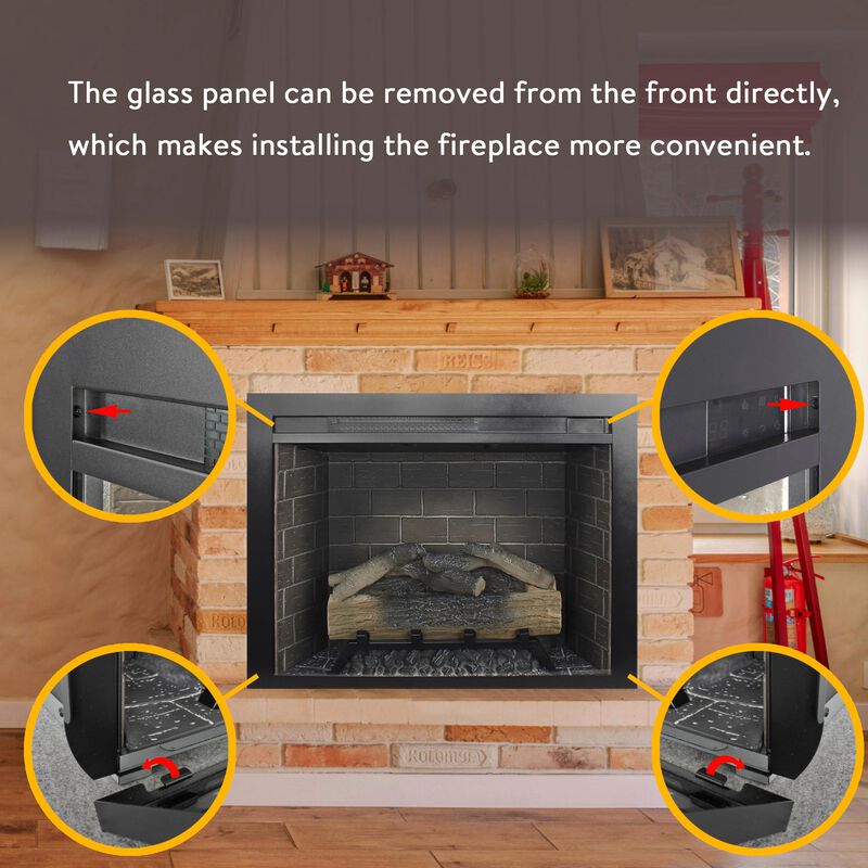 Mondawe 28 Inch Infrared Electric Fireplace Insert, Touch Panel Home Decor Heater, Smokeless Firebox With fixed Trim Kit