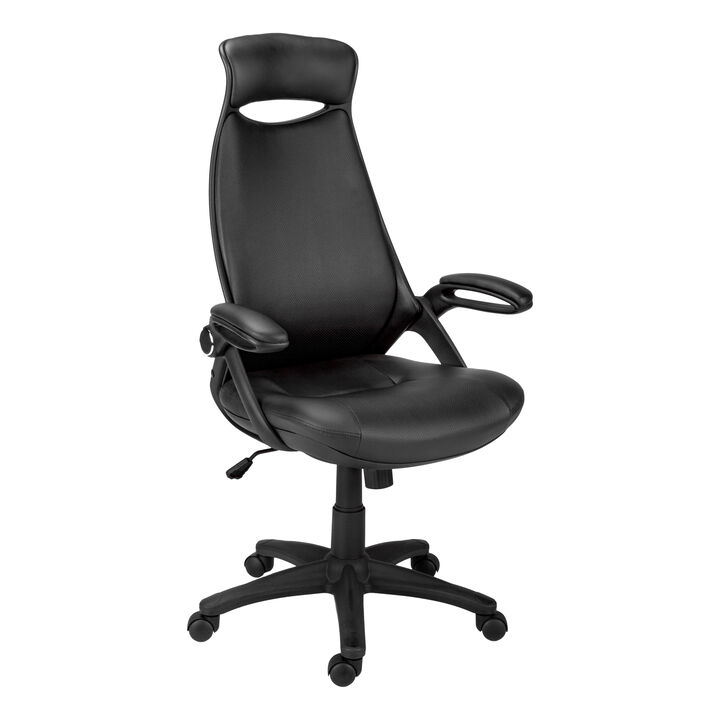 Monarch Specialties I 7276 Office Chair, Adjustable Height, Swivel, Ergonomic, Armrests, Computer Desk, Work, Metal, Fabric, Black, Contemporary, Modern
