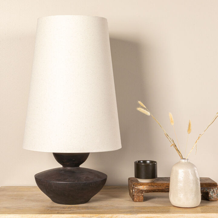 Resin Table Lamp with Sculptural Base, Black