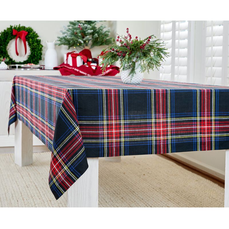 Solino Home Stewart Plaid 100% Linen Tablecloth &ndash; Handcrafted, Machine Washable, Perfect for Holiday and Everyday Dining