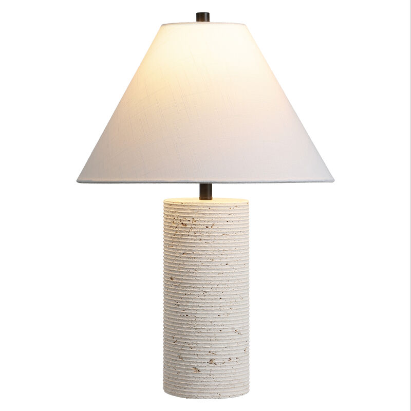 Kelsey 22.50" Modern Minimalist Travertine Column LED Table Lamp