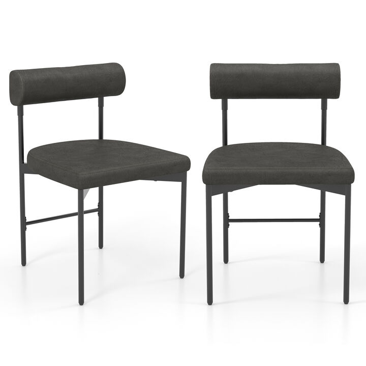 Faux Leather Upholstered Kitchen Side Chair Set of 2 with Curved and Padded Backrest