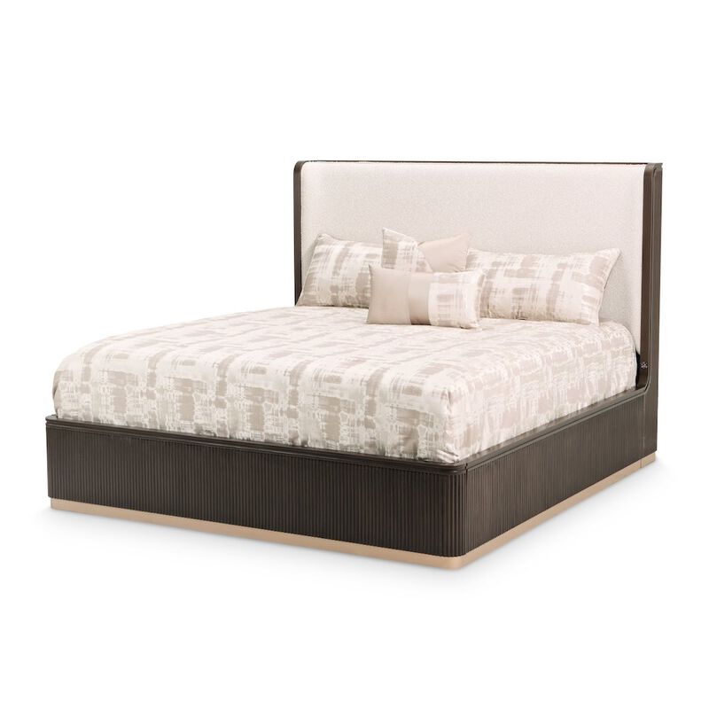 Michael Amini West Kensington Eastern King Bed - Buff/Medium Espresso