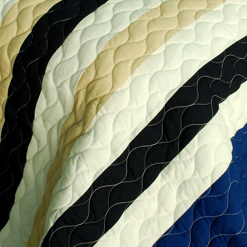 Queen Size 3-Piece Vermicelli Quilted Patchwork Quilt Set with Matching Shams image number 2