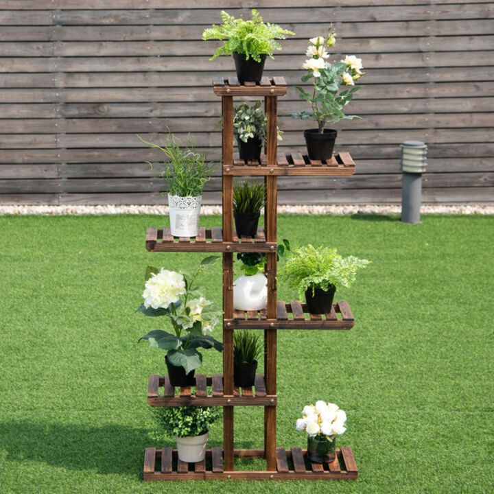 Hivvago 6-Tier Flower Wood Stand Plant Display Rack Storage Shelf