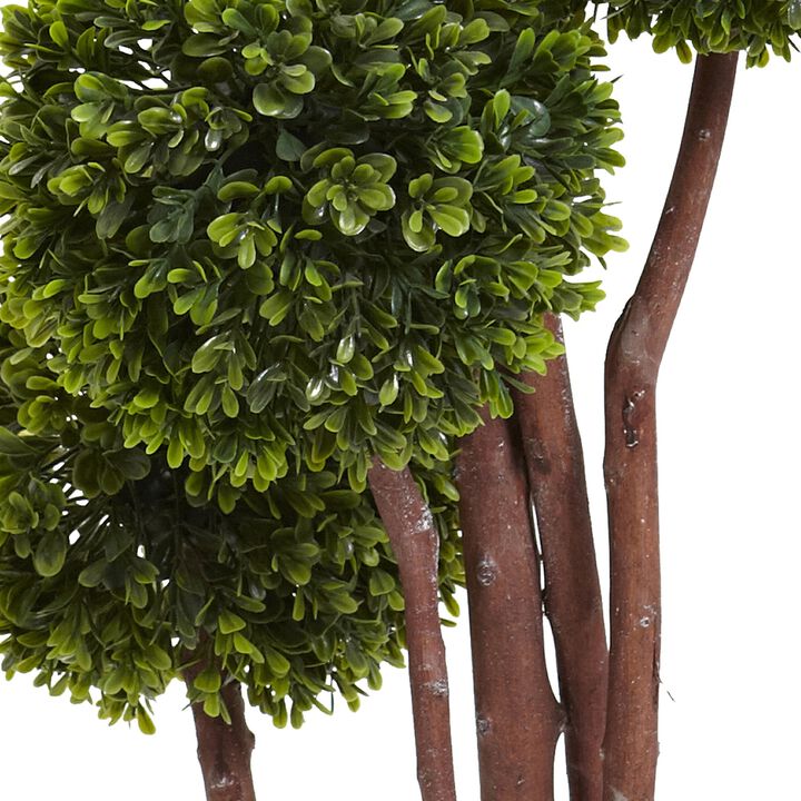 Nearly Natural 4-ft  Boxwood Topiary (Twotone Green) x 5 w/420 Lvs