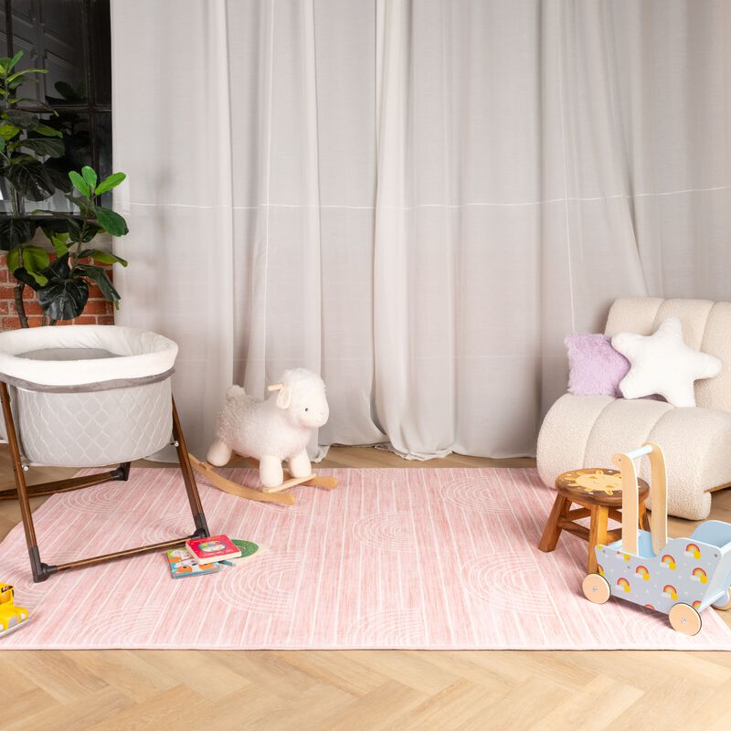 Rug Branch Luma Modern Geometric Pink Cream Kids Area Rug