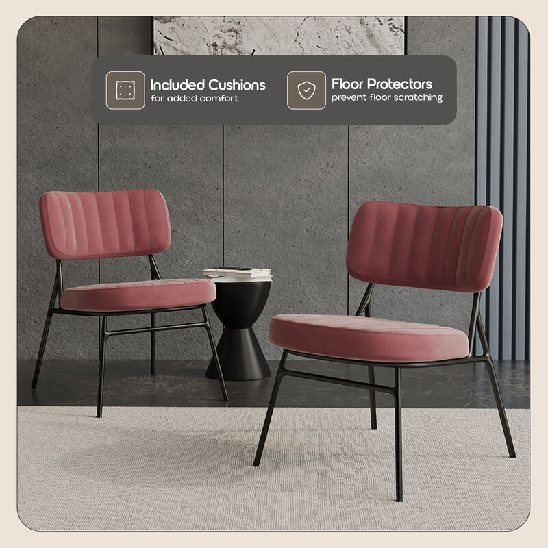 LeisureMod Marilane Velvet Accent Chair with Cushioned Upholstery – Comfortable, Stylish Chair for Living Rooms, Offices, Lounges, and Modern Spaces