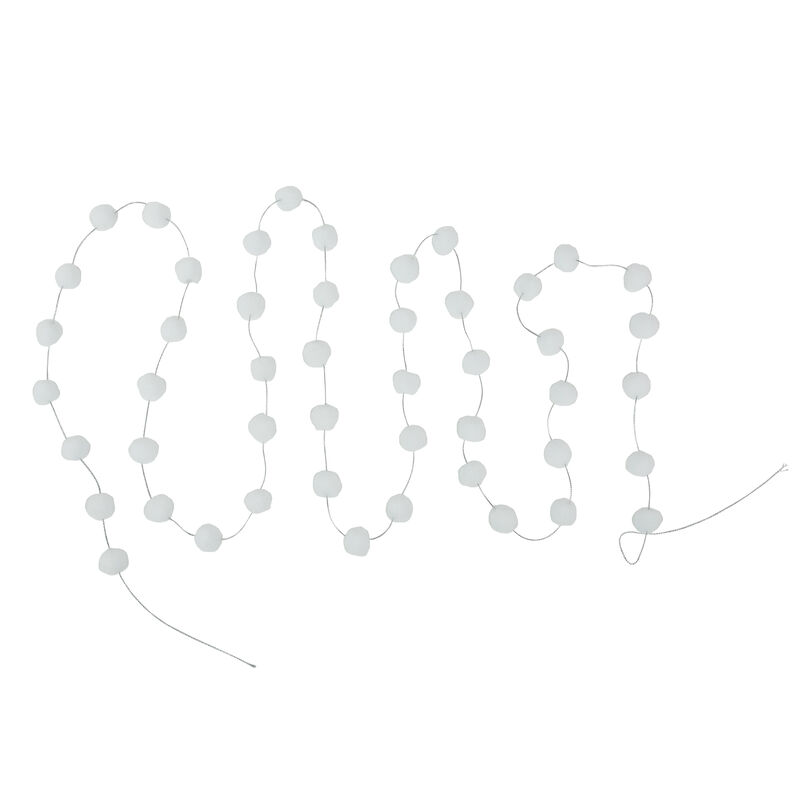 9' White Plush Snowball Christmas Garland image number 2