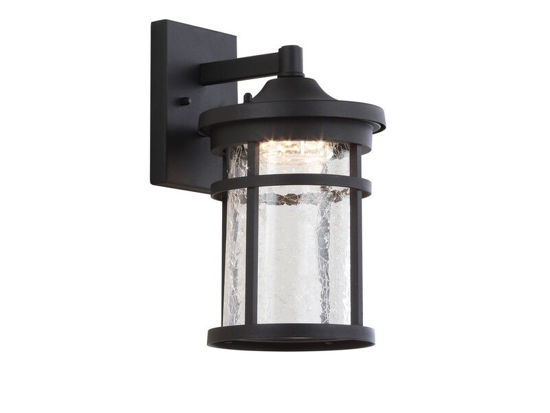 Campo Outdoor Wall Lantern Crackled Glass/Metal Integrated LED Wall Sconce