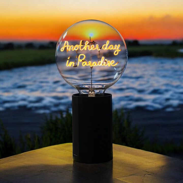 Bulb ANOTHER DAY IN PARADISE Amber with Base Table Lamp PORTABLE Pop