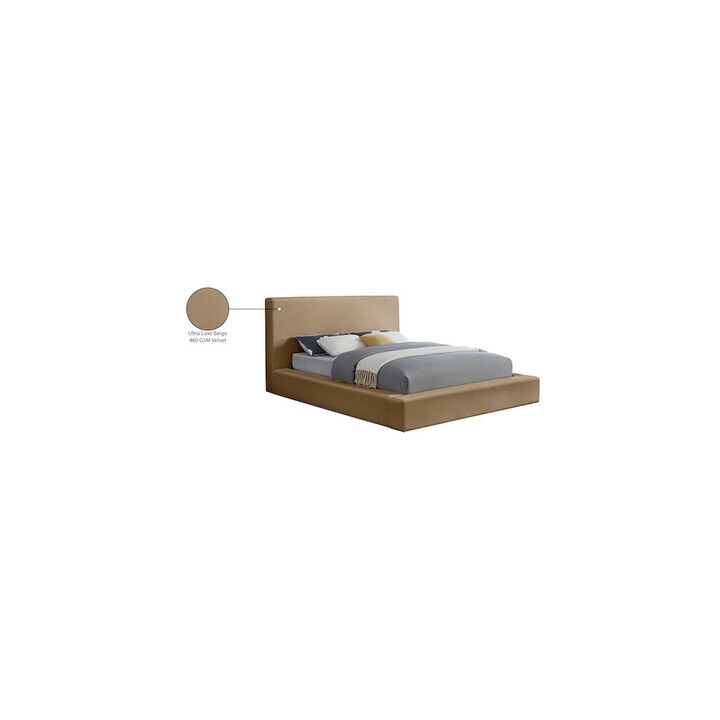 Meridian Furniture Dorian Beige Velvet Queen Bed