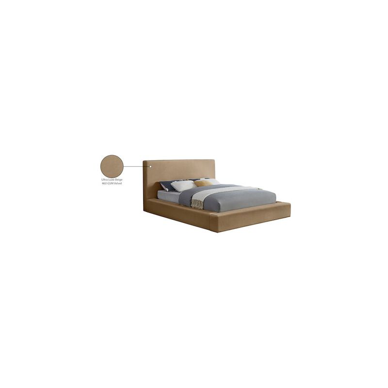 Meridian Furniture Dorian Beige Velvet Queen Bed