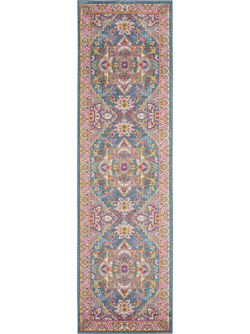 Passion PSN20 Teal/Multicolor 2'2" x 10' Rug image number 0