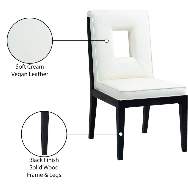 Meridian Furniture Gwendolyn Cream Vegan Leather Dining Side Chair, Set of 2