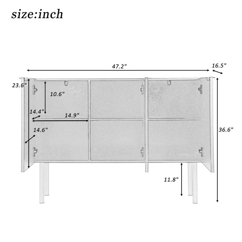 Streamdale Modern & Luxurious Sideboard with Metal Leg