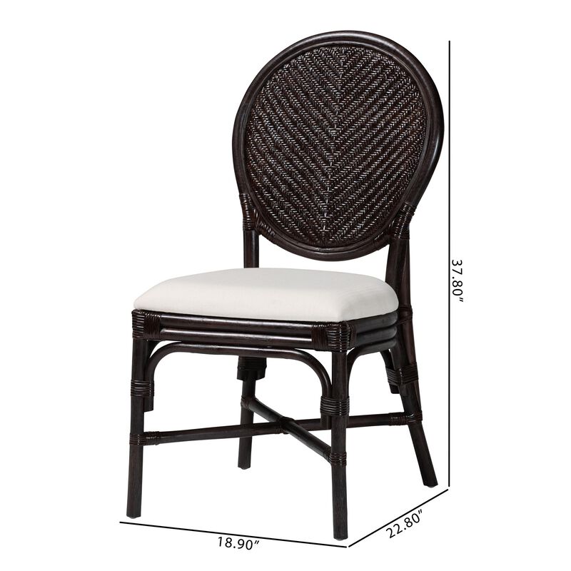 bali & pari Elmer Natural Rattan Dining Chair - Handwoven Wicker Accent Chair with Cushioned seat for Kitchen or Dining Room image number 8