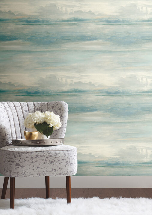 Soothing Mists Scenic Blue Wallpaper (Set of 2)