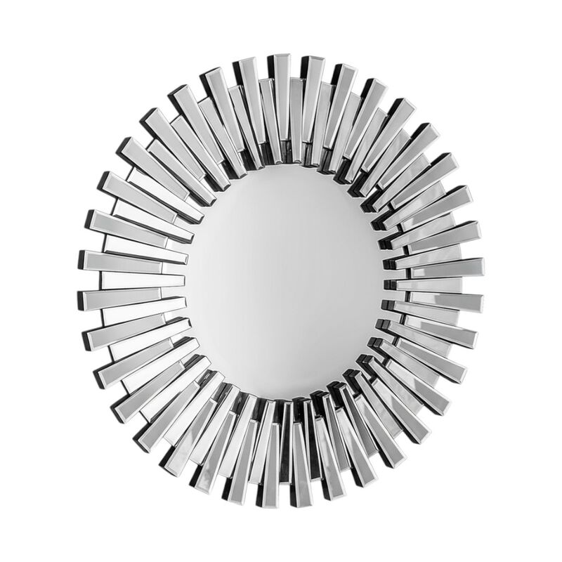 HomeRoots 18" Silver Glass Sunburst Framed Accent Mirror image number 0
