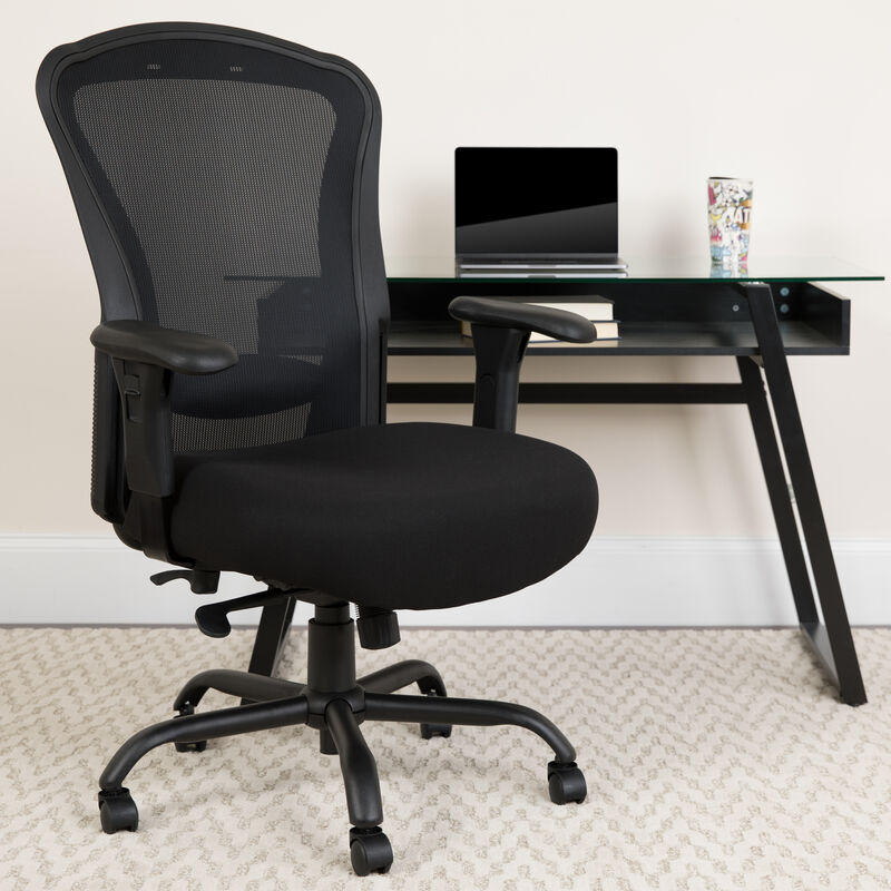 HERCULES Series 24/7 Intensive Use Big & Tall 400 lb. Rated Black Mesh Multifunction Synchro-Tilt Ergonomic Office Chair image number 1