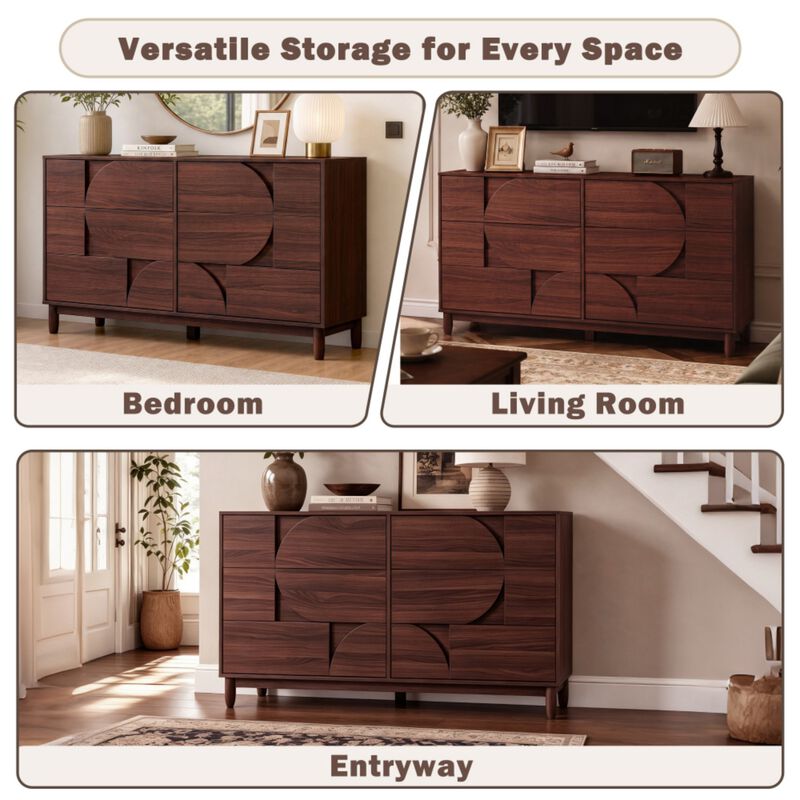 Crorn Mid Century 6-Drawer Dresser image number 7