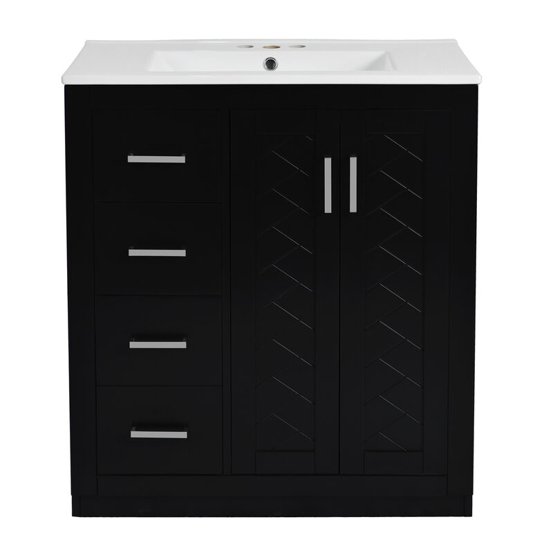 ELEMENT ACE Modern 30-Inch Bathroom Vanity with Ceramic Sink Combo and Storage Cabinet image number 9