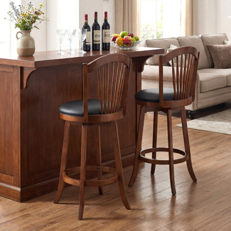 Kitchen Island Swivel Bar Stools with Backrests and Wood Frame Set of 2 image number 8