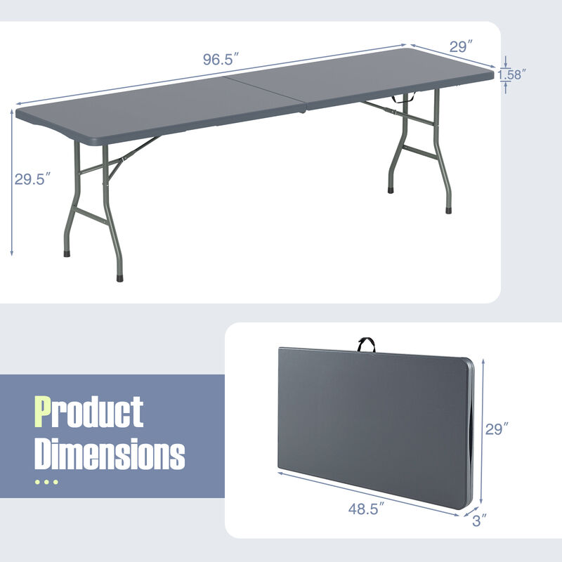 Portable Folding Table 350 LBS Fold-in-Half Table with HDPE Tabletop