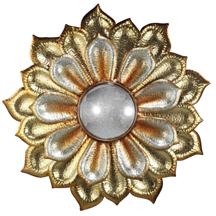 HomeRoots 36" Gold Metal Flower Framed Accent Mirror