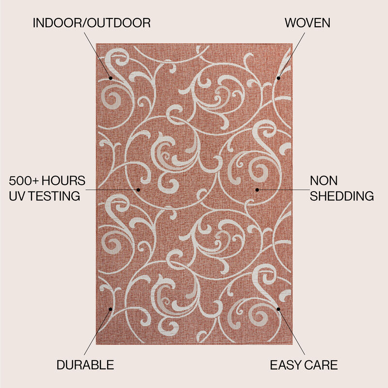 Maribel Traditional Classic All-Over Scroll Indoor/Outdoor Area Rug