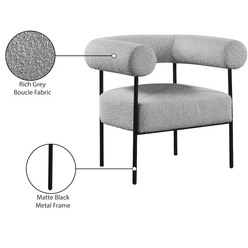 Meridian Furniture Blake Grey Boucle Fabric Accent Chair