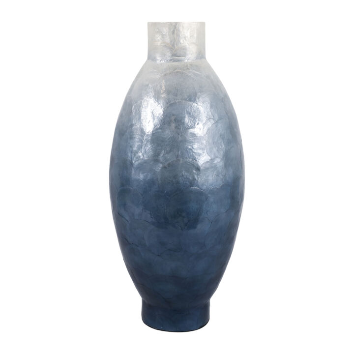 Ombre Capiz Vase, Ivory/Blue