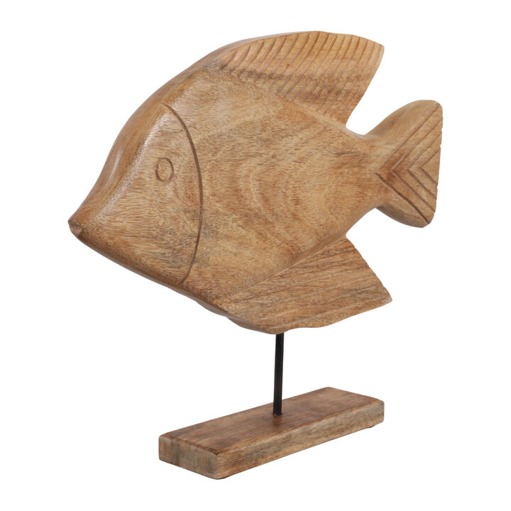 16x11" Wood Fish On Base