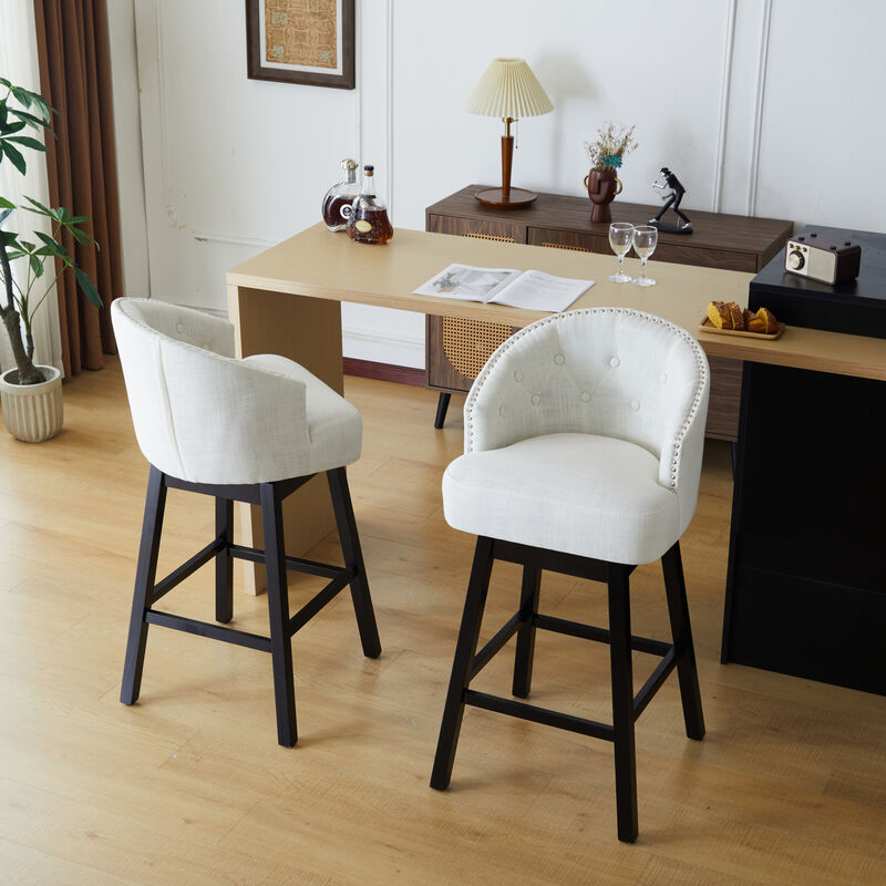 Streamdale Upholstered Counter Stools Set (2), Black and Beige