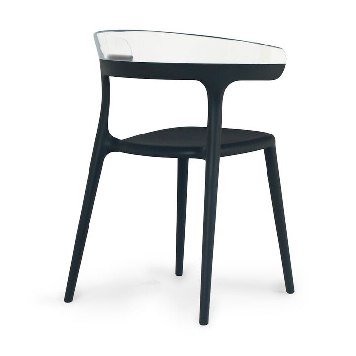 Omax Decor Mia Resin Patio Dining Chair in Black and Clear - (Set of 2)