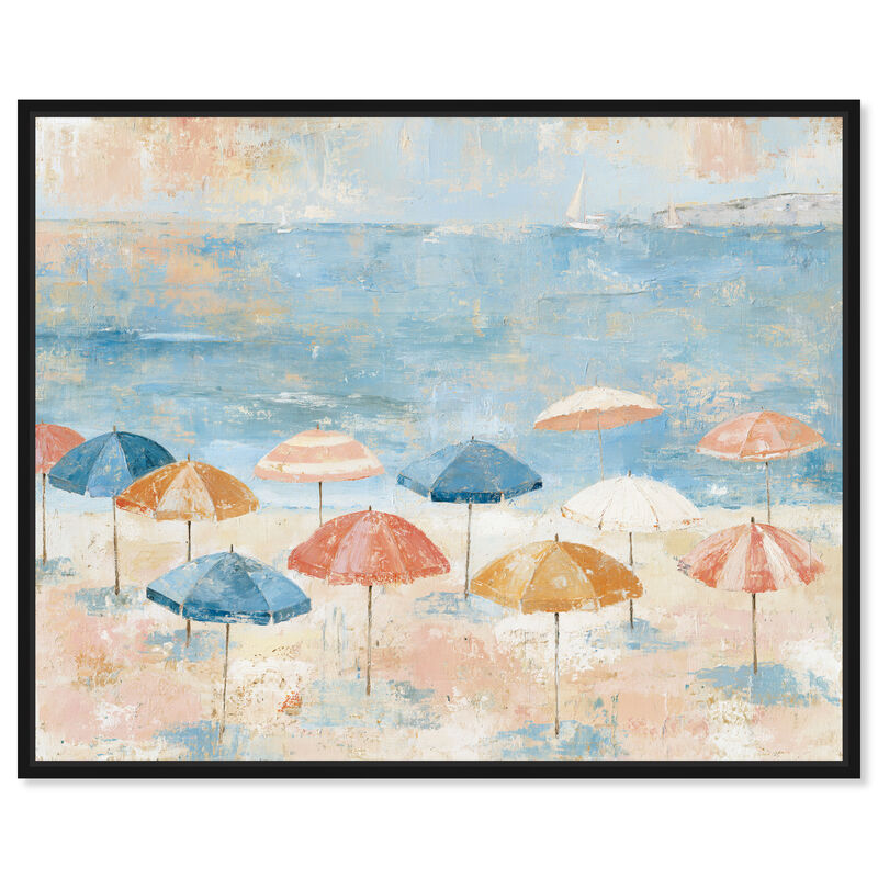 Ocean Umbrellas II Nautical and Coastal Canvas Print by Art Remedy image number 0
