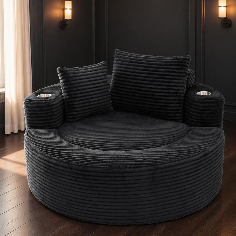 GOODSILO Round Multi-functional Memory Foam Sectional Cloud Sofa Bed Suitable for Small Living Spaces, Apartments and Home Offices image number 3
