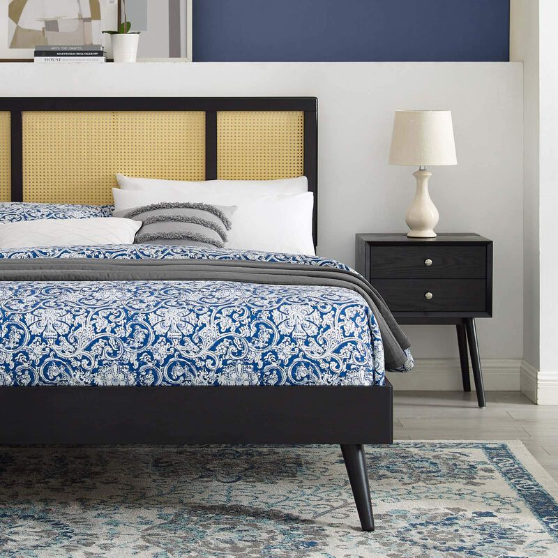 Modway - Kelsea Cane and Wood King Platform Bed with Splayed Legs image number 9