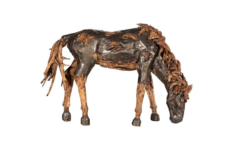 Mustang Grazing Horse Armored Sculpture
