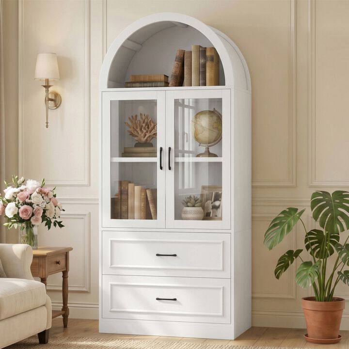 Klirv Modern Minimalist Arched Top Tall Storage Cabinet